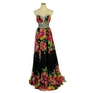 NWT MORI LEE Black/Multi Beaded Ruched, V-Neck